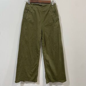Zara Olive Wide Leg Dark Academia Cottagecore Fall WinterTrouser Pants Size 04